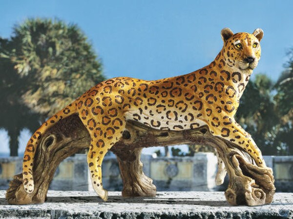 African Leopard on Branch Garden Sculpture